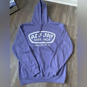 Ron Jon Surf Shop Pensacola Beach Pullover Sweatshirt Hoodie Purple White Size M